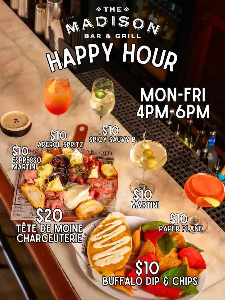 Hoboken Happy Hour Menu Madison bar and grill
