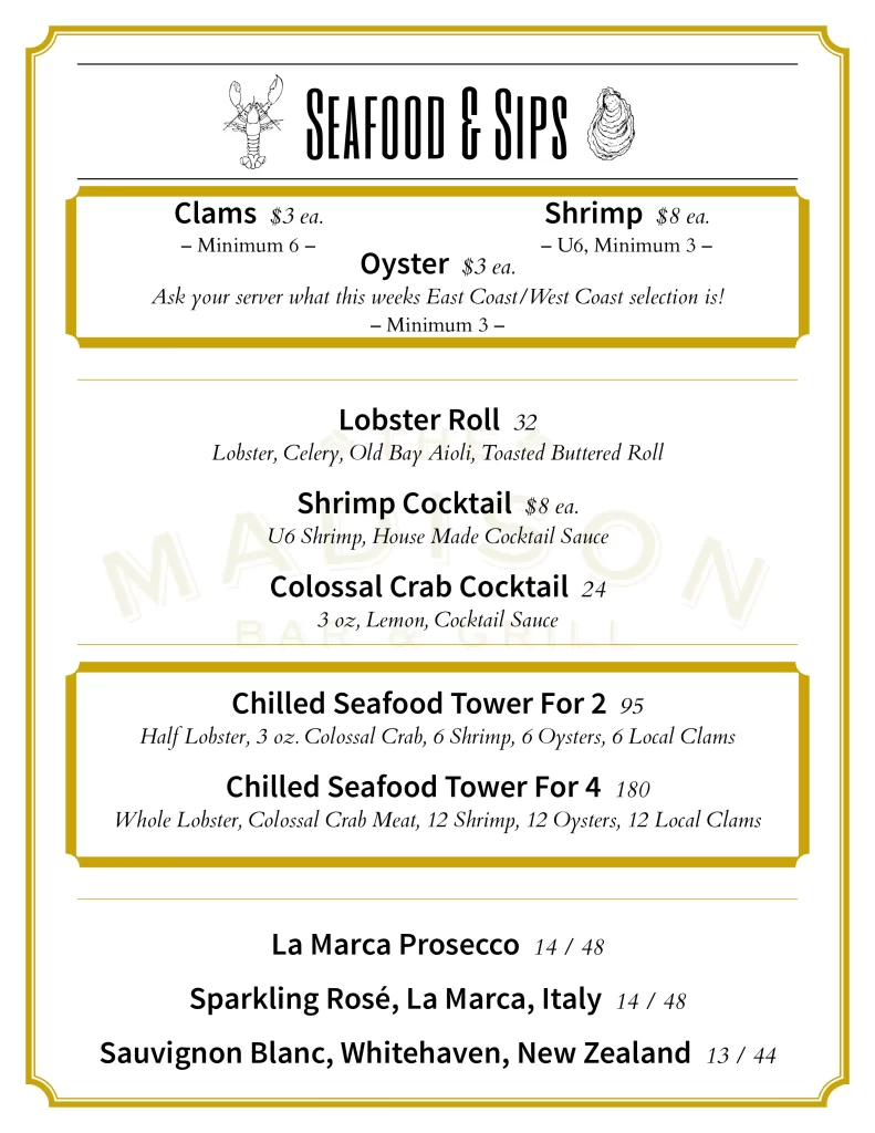 madison restaurant menu